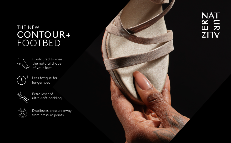 Contoured to the shape of the foot/less fatigue/longer wear/extra layer padding/distributes pressure