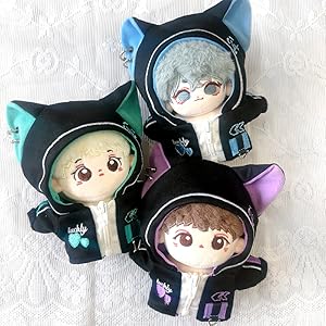７♡様　ぬい服　ハンドメイド　メイド　10cm 猫耳　猫　水色　犬　ブラック 7♡様 ぬい服 ハンドメイド メイド 10cm 猫耳 猫 水色 犬