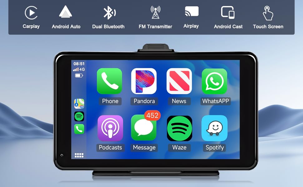Rimoody Portable Wireless Apple Carplay Android Auto Portable Car