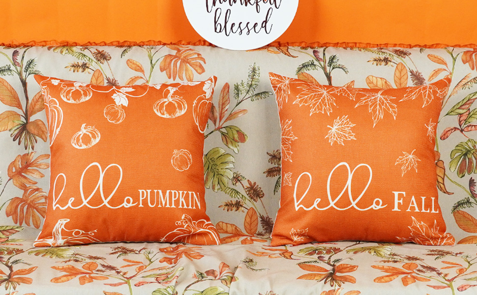 ONWAY Fall Throw Pillow Covers 16x16 Set of 2 Farmhouse