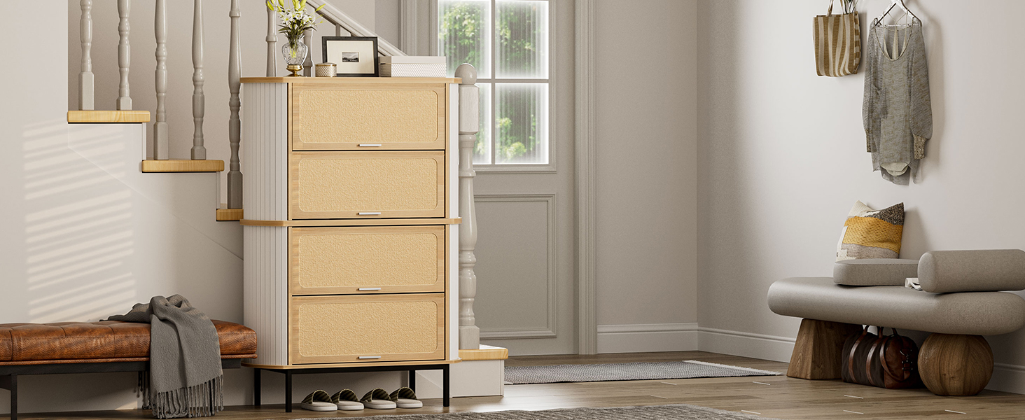 KZNGK Shoe Storage Rattan Shoe with