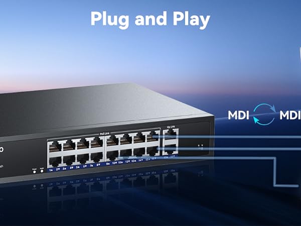Amazon.com: 16 Port Gigabit PoE Switch,AUMOX PRO SG518P 18