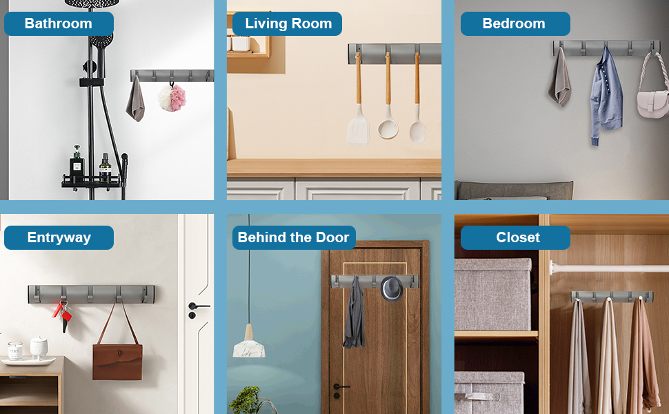 SKENGWEL Wall Mounted Floating Coat Racks, Heavy Duty Wall Hooks Coat Hooks Retractable Hooks