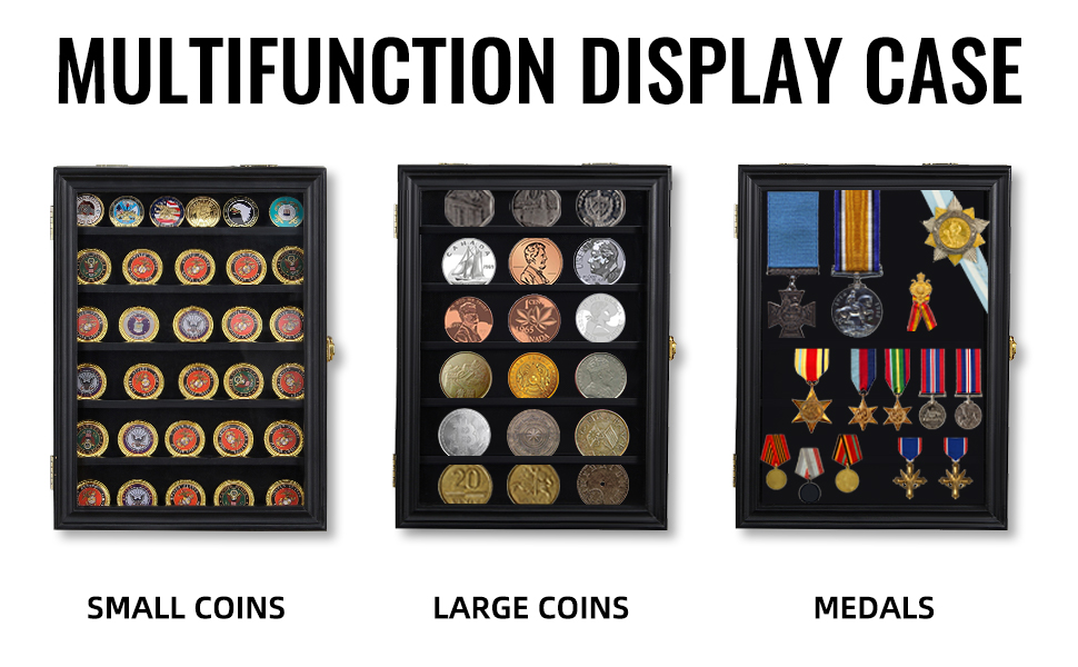Coin Display Case Solid Wood Lockable Military Challenge
