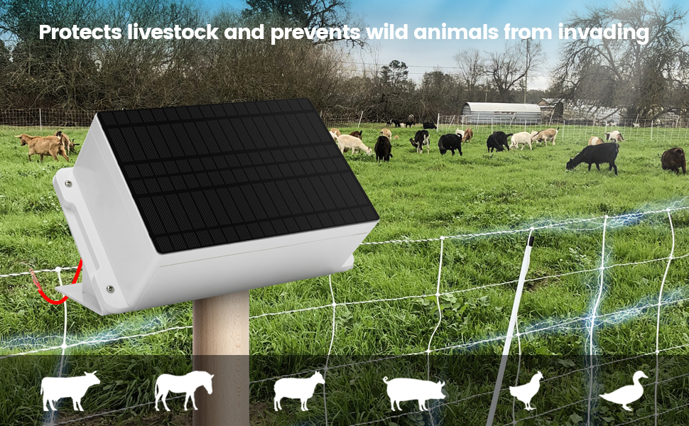 Solar Fence Charger, Briidea 5.6 Miles Solar Electric Fence