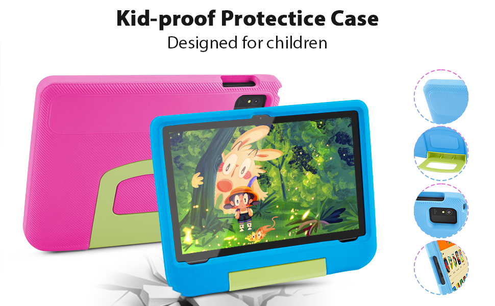 kids tablet Android 14 with eva protective case