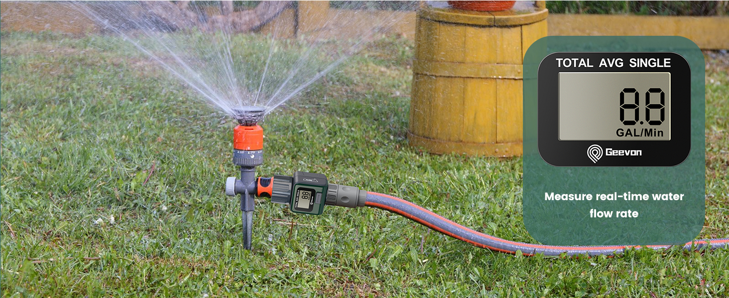 Geevon Garden Hose Water Flow Meter with Brass Inlet Metal