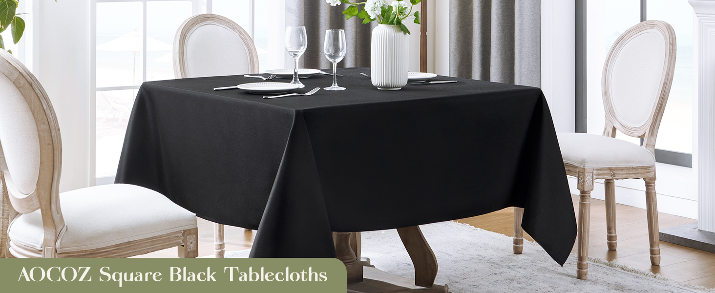 Aocoz Square Tablecloth 52 x 52 Inch Black Tablecloths