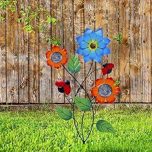 Juegoal 28 Inch Flowers Garden Stake Decor