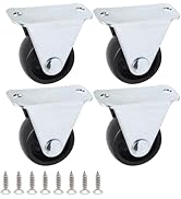 ZHMEINA Caster Wheels 1 Inch, Heavy Duty Small Casters with Rigid Non-Swivel Top Plate, Black Fix...