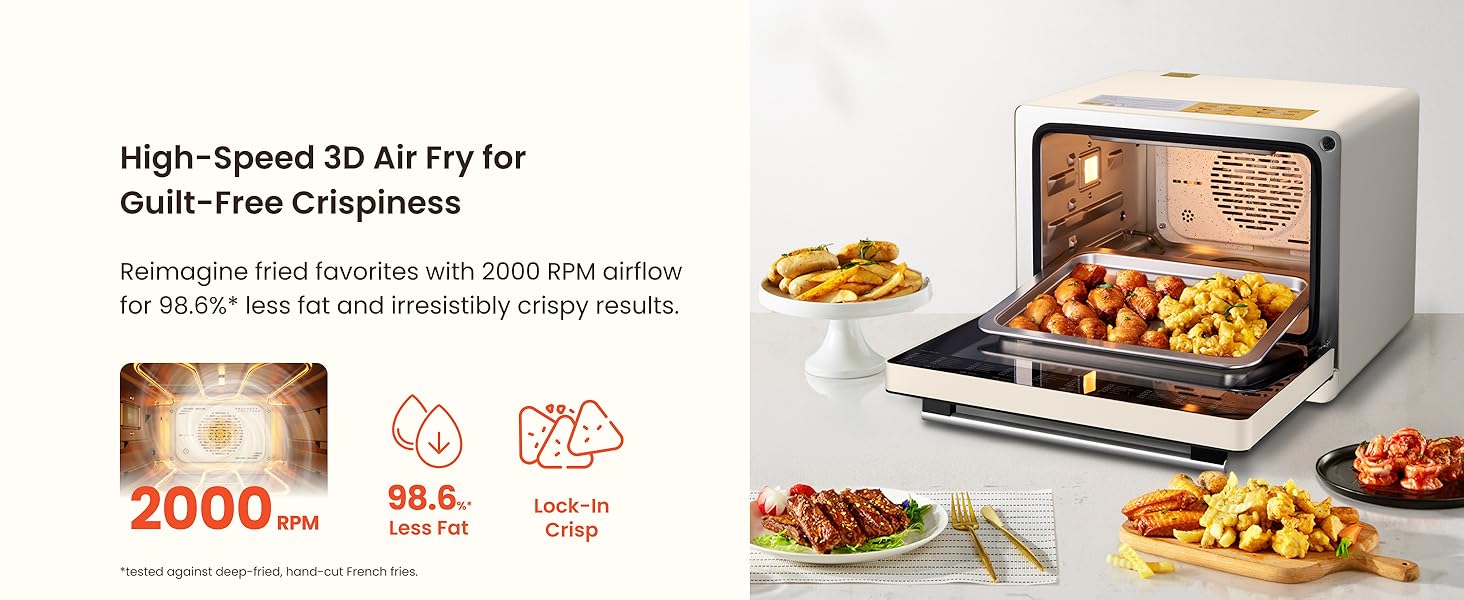 High-Speed 3D Air Fry for Guilt-Free Crispiness