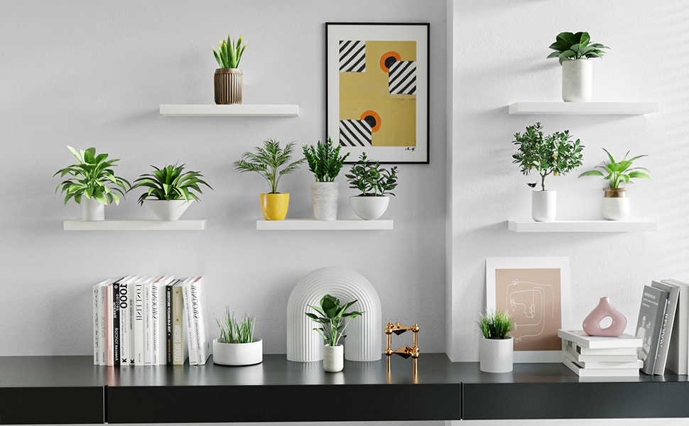 WOPITUES White Floating Shelves for Wall, 5 Sets White Wall