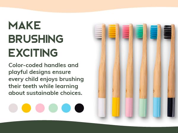 Greenzla Kids Bamboo Toothbrushes Organic Sustainable Dental Care Ergonomic Soft Charcoal Bristles