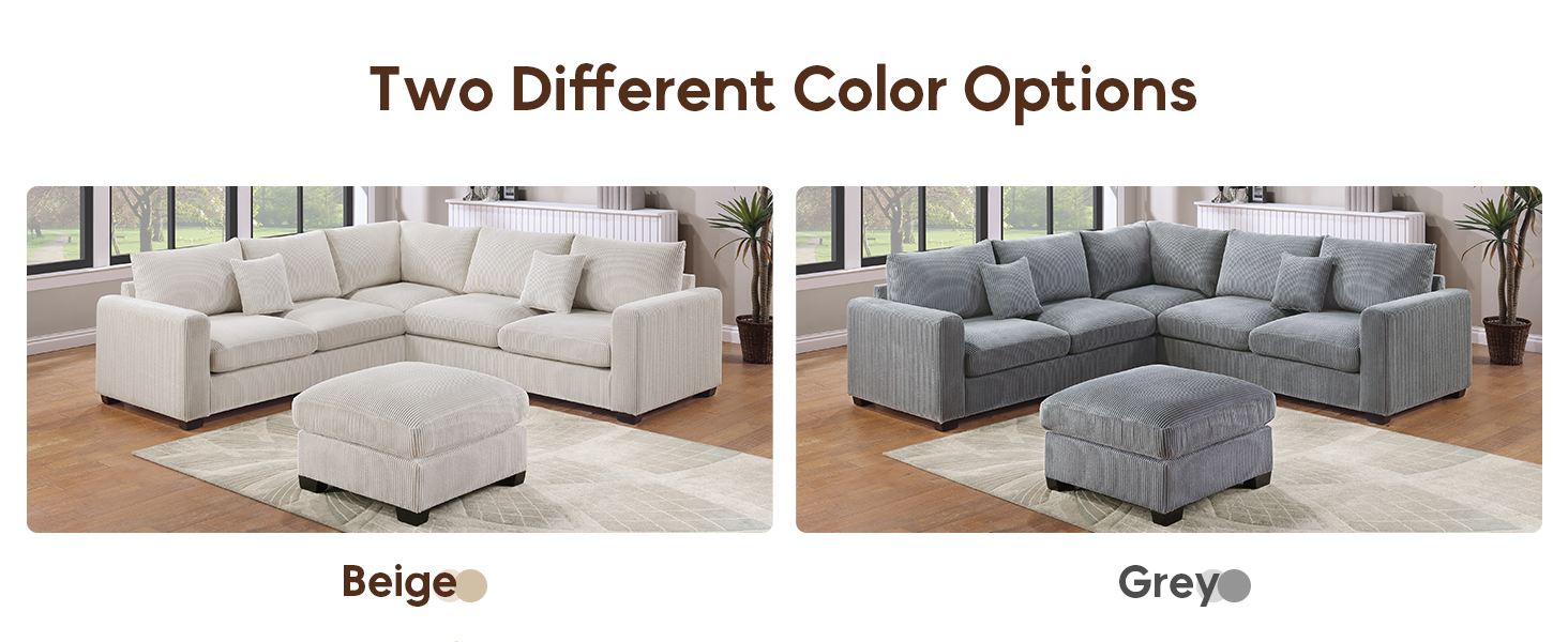 5 Seat Modular LShaped Sectional Sofa with Ottoman, Deep