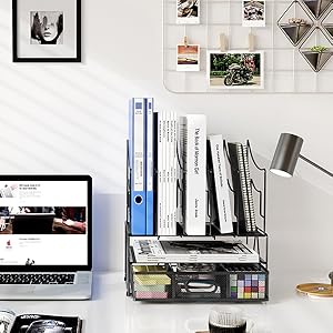 EasyPAG 3 Tier Desktop A4 Office Mesh Desk Tidy File Holder Paper Organiser Magazine Storage Filing Rack with Stationery Drawer,White 16 c4b23e60 5bf7 4204 b2df 6c8240783765. CR0,0,600,600 PT0 SX300 V1