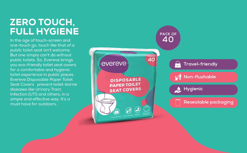 Evereve Disposable Paper Toilet Seat Covers for Women & Men, 40 sheets