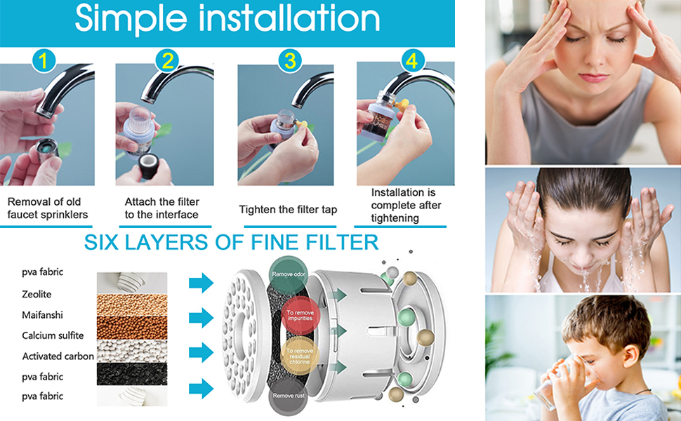 Pzlobiet 3 Pack Sink Water Filter, Faucet Water Filter, Activated