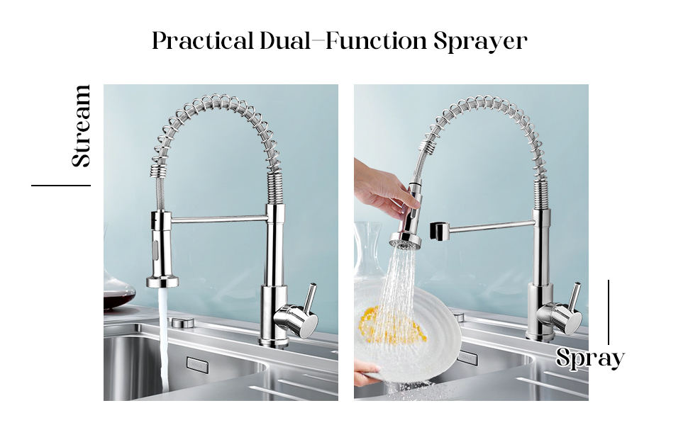 Peppermint Kitchen Taps with Pull Out Spray Chrome Kitchen Mixer Taps 1