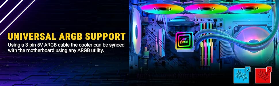 ant esports infinity 360 argb cooler universal argb support