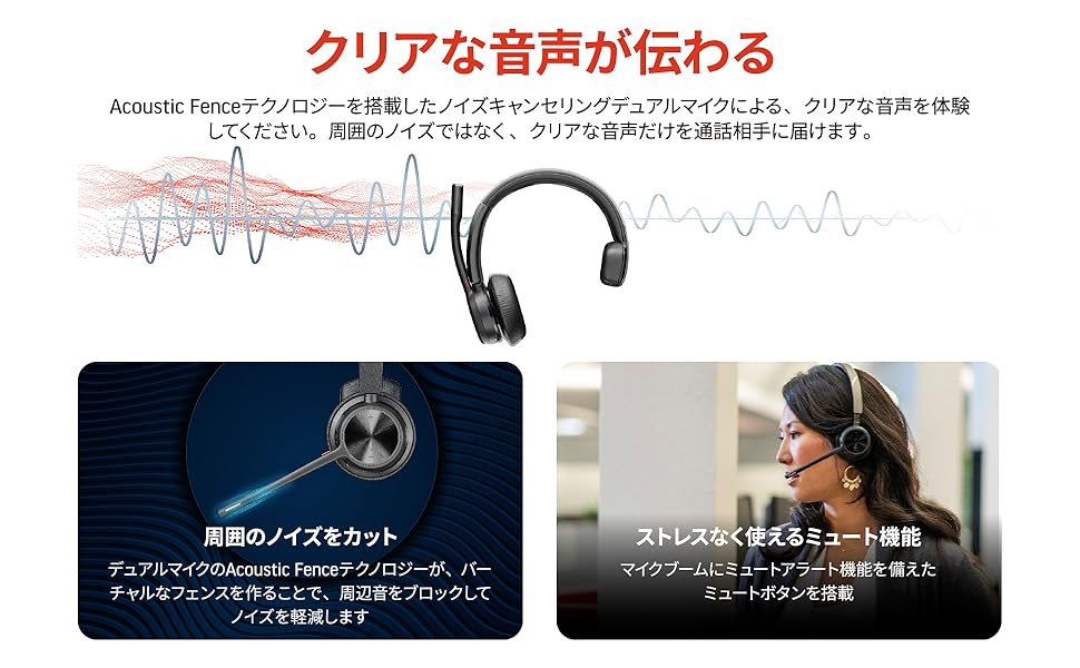 2種類選べる 117 Poly-Voyager 4310 UCワイヤレスヘッドセット 片耳