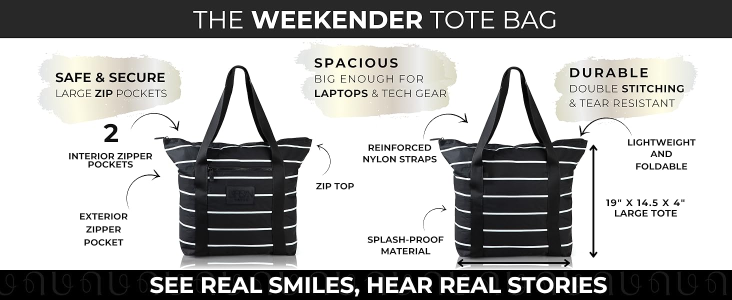 Black Daytrip Bag beach tote beach bags waterproof sandproof Travel Tote Bag with Zipper Women Tote