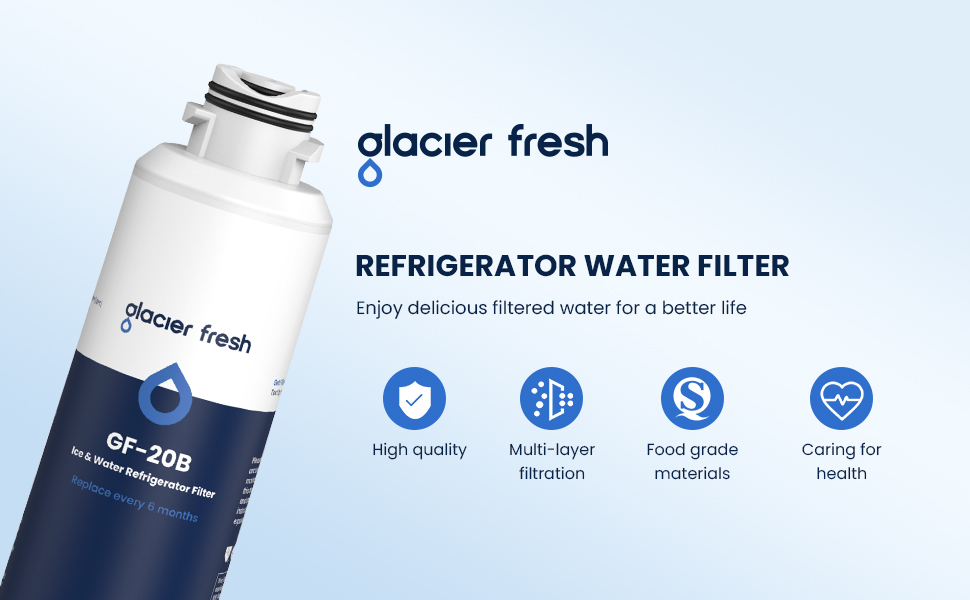 GLACIER FRESH Compatible with Samsung DA2900020B Refrigerator Water Filter, DA2900020A/B, DA29
