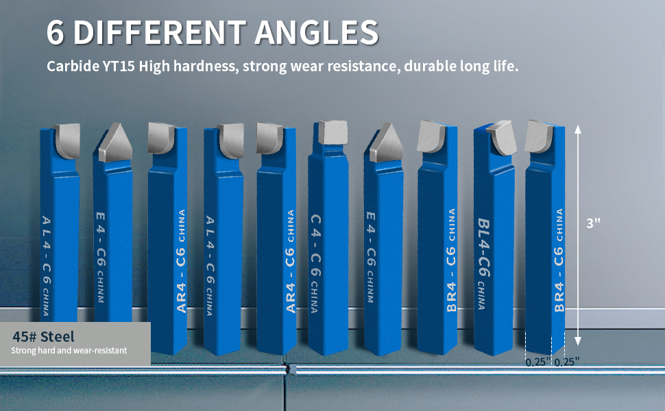 HAowosi 10PCS 1/4" Metal Lathe Cutting Tools,C6 Carbide Tip Cutter