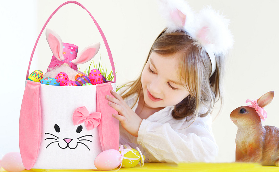 Easter Baskets for Kids Boys and Girls Easter Egg Hunt Baskets, Cute Sequin