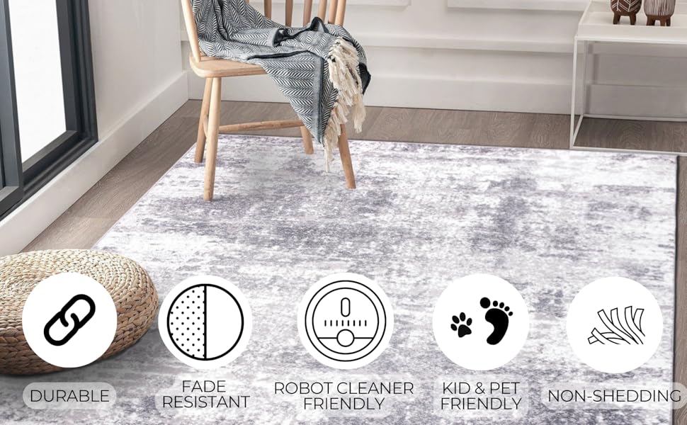 Amazon.com: Rugshop Modern Distressed Gray Abstract Runner