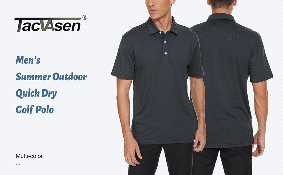 Men's Casual Golf Polo Shirts Short Sleeve Summer 3 Buttons Solid Classic Performance T-Shirt