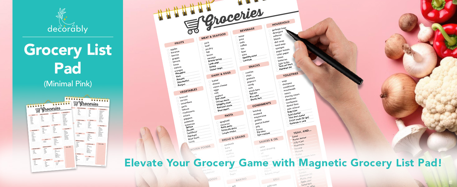 Grocery List Pad for Fridge 6x9in SpringBound