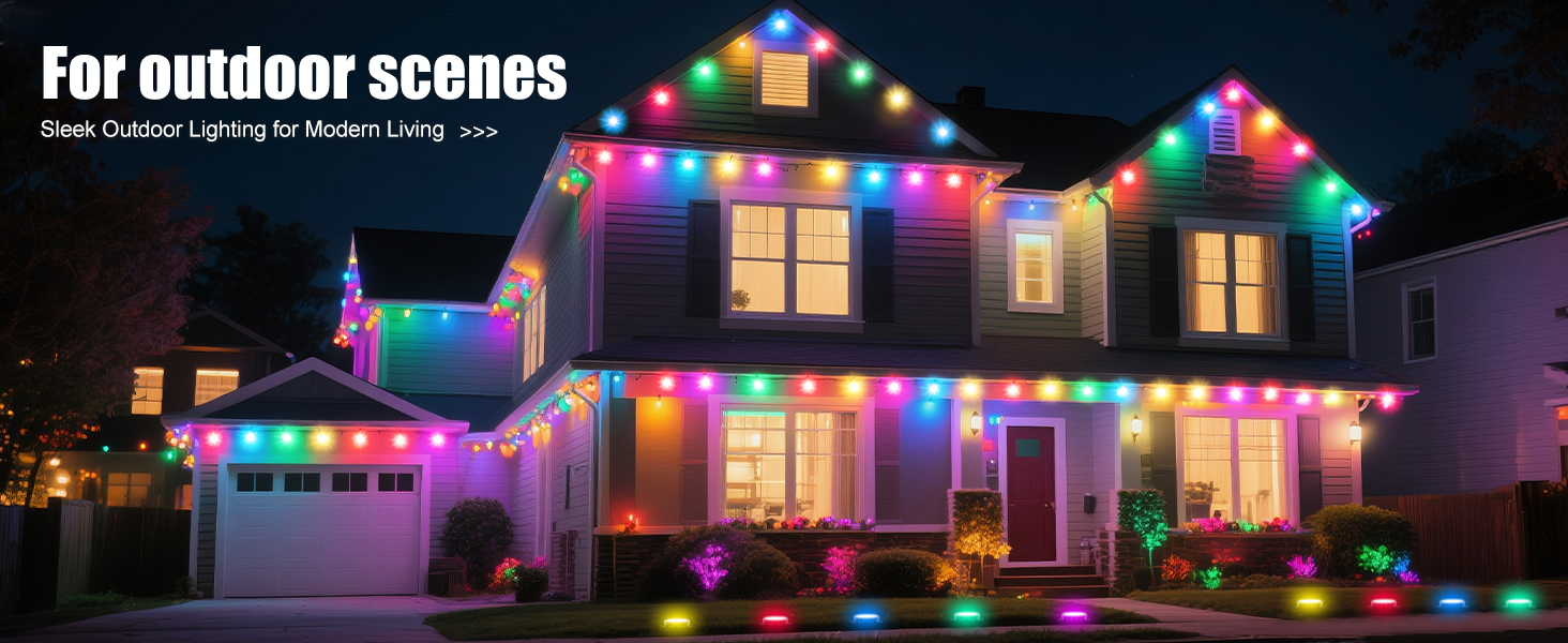 2-in-1 Eaves & Ground Stakes LED String Light