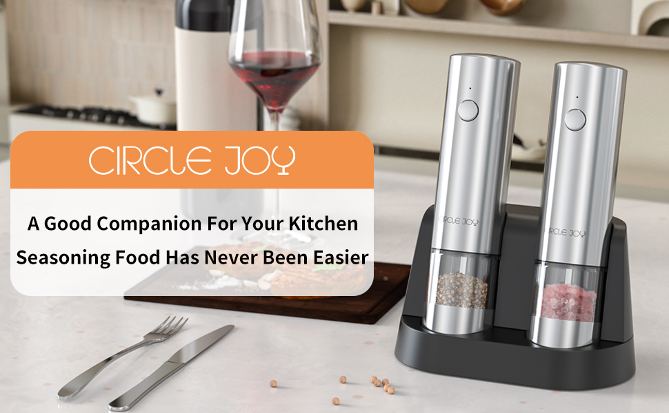 CIRCLE JOY Electric Salt and Pepper Grinder Set, Automatic Spice