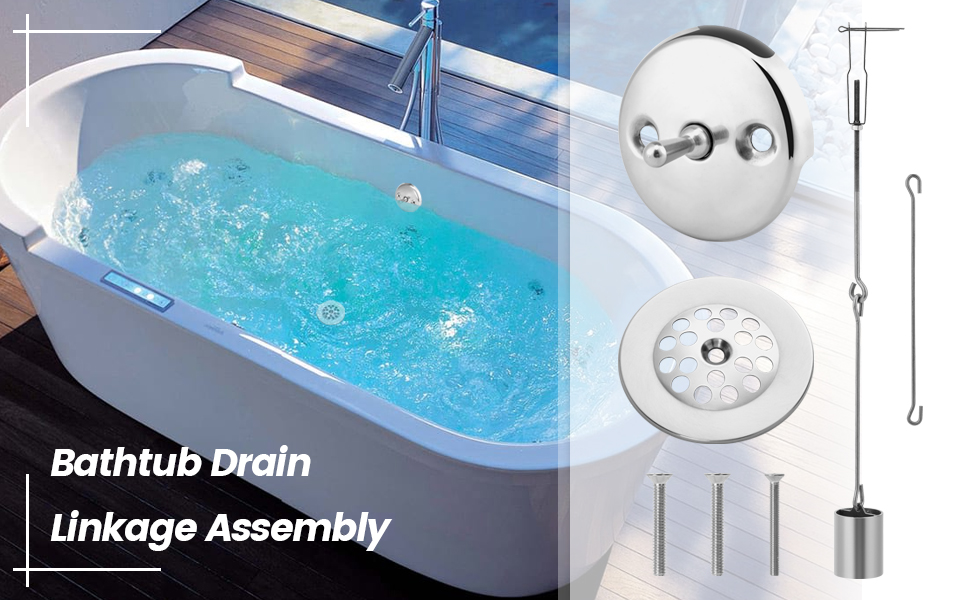 Tub Drain Kit, Bath Tub Drain Linkage Assembly with Trip Lever and