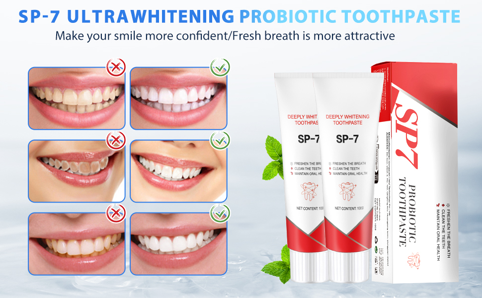 sp7 probiotic toothpaste whitening, sp-6 ultra whitening toothpaste