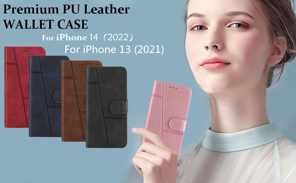 JanCalm for iPhone 13 Wallet Case,for iPhone 14 Wallet Case,[Wrist Strap][Card