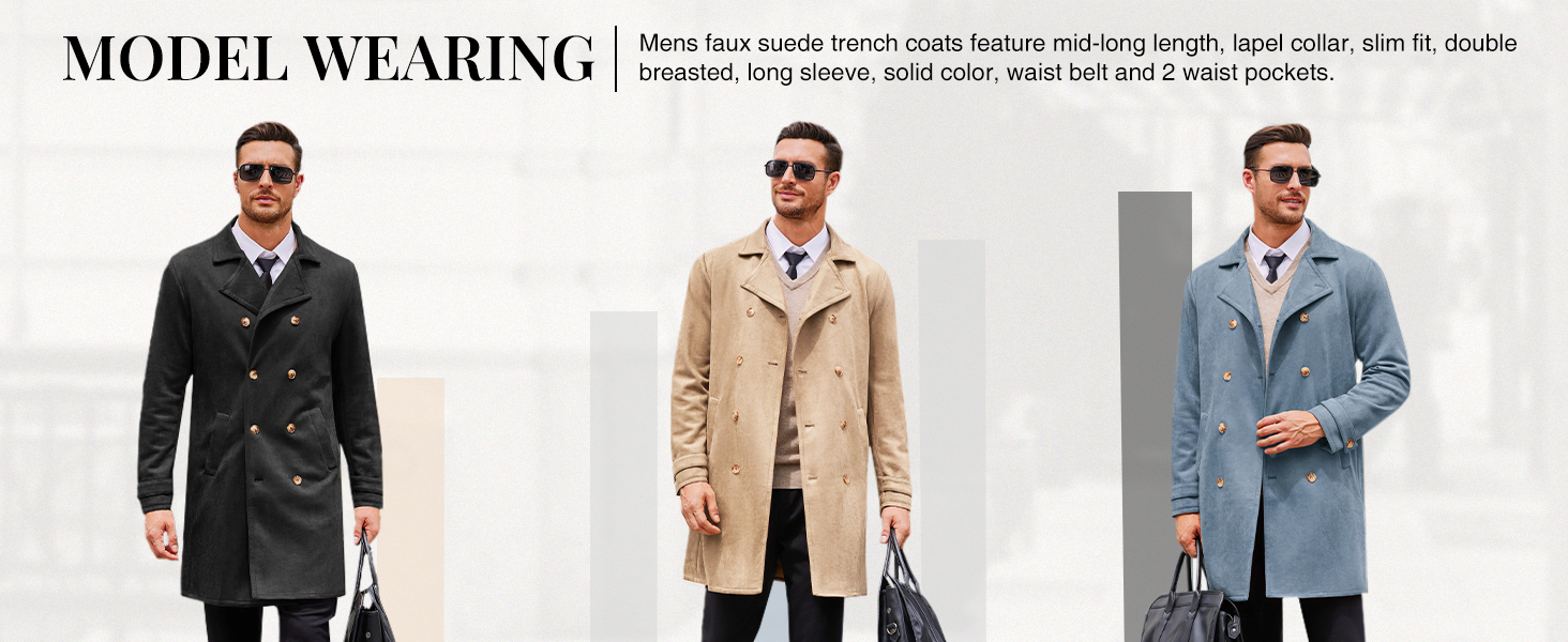 Suede trench coat mens