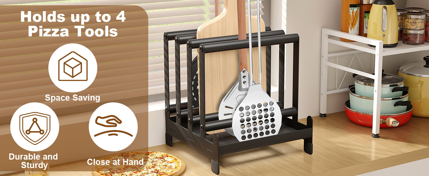 Pizza peel rack. holds up to 4 pizza tools