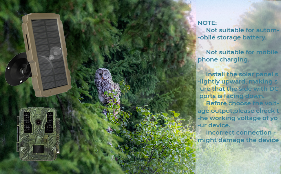 Trail Camera Solar Panel 12v/1A 6V/1.5A,Hunting Solar Panel