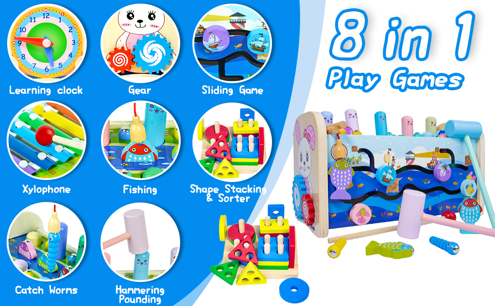8 in 1 Montessori Toys for 1 Year Old Baby Sensory