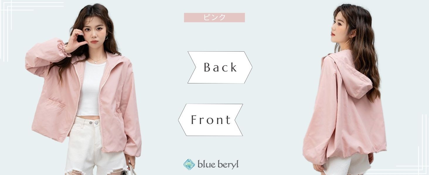 Hooded Zip-up Blouson Women's Lightweight Outerwear UV Protection Puff Sleeve Stand Collar Loose Lined Thin Summer Outerwear Adult Hooded Large 10/4 Sleeve Body Cover