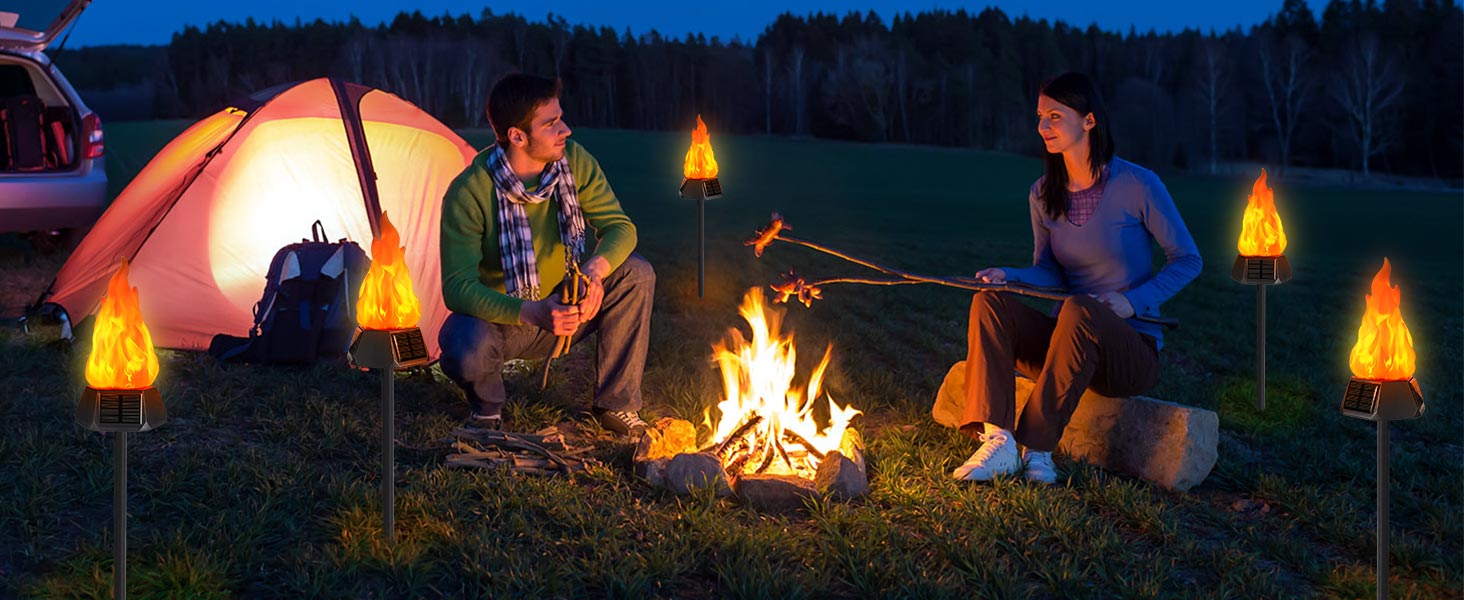 Solar Outdoor Lights with Flickering Flame