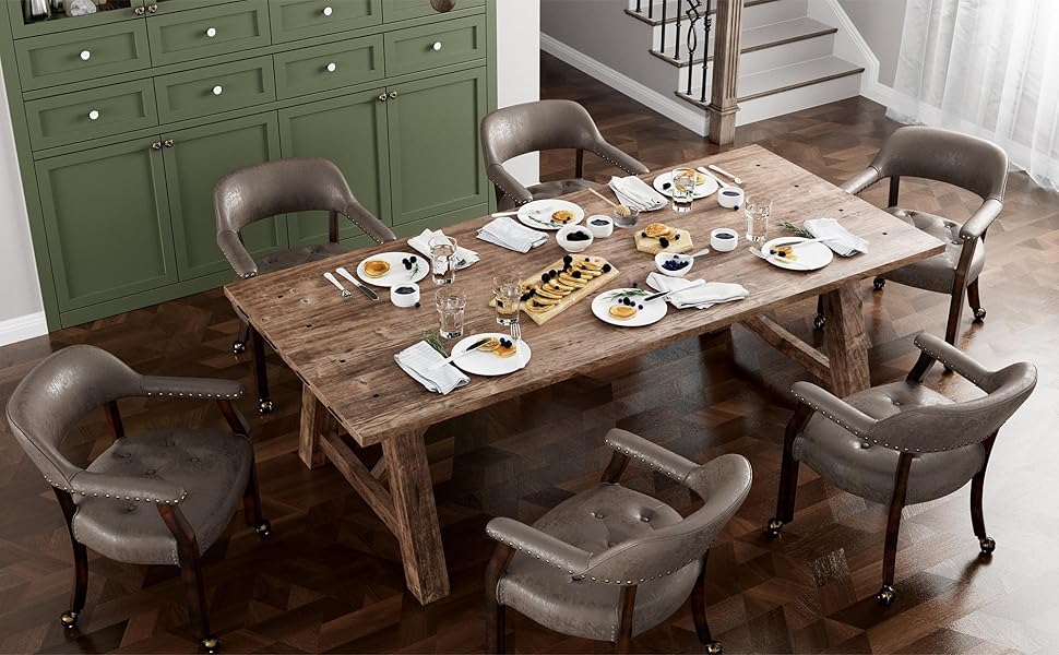 LEEMTORIG Dining Chairs with Casters and Arms, Accent
