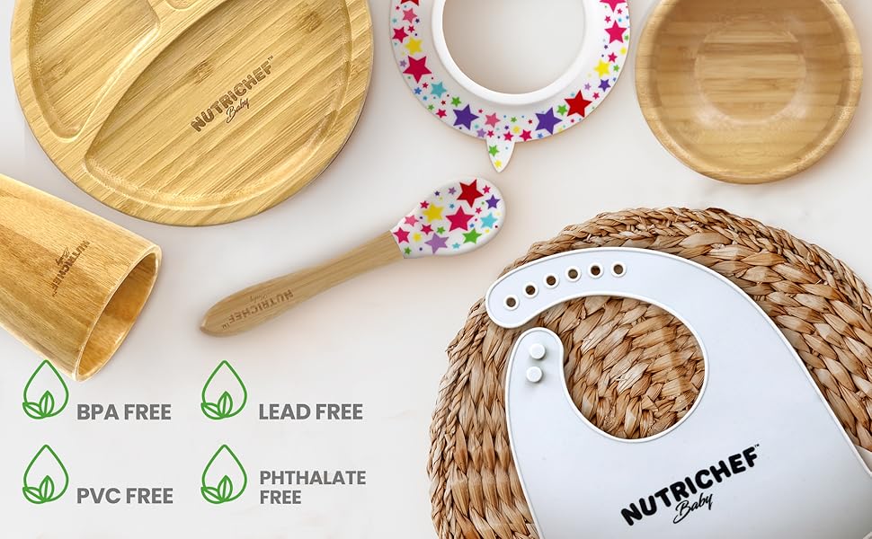 Round Bamboo Baby Plate;Wooden Toddler Plate;Stay Put Feeding;BPA-Free