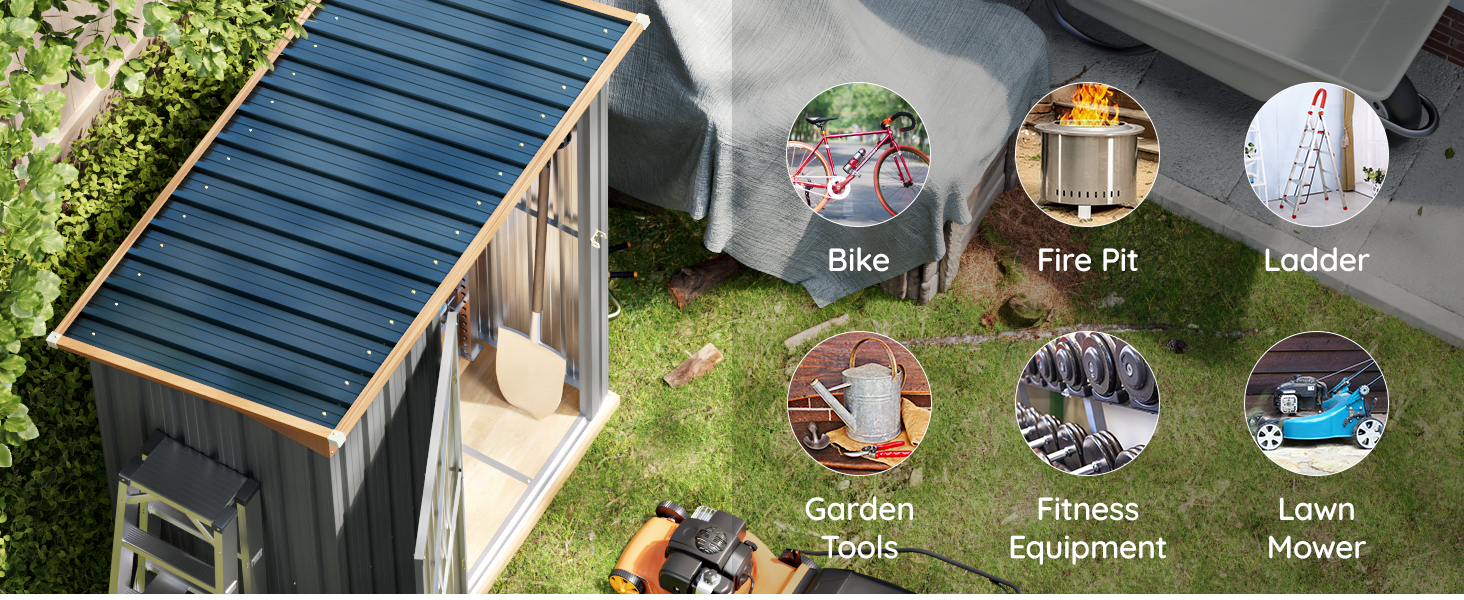 5x3 FT Steel Outdoor Storage Shed