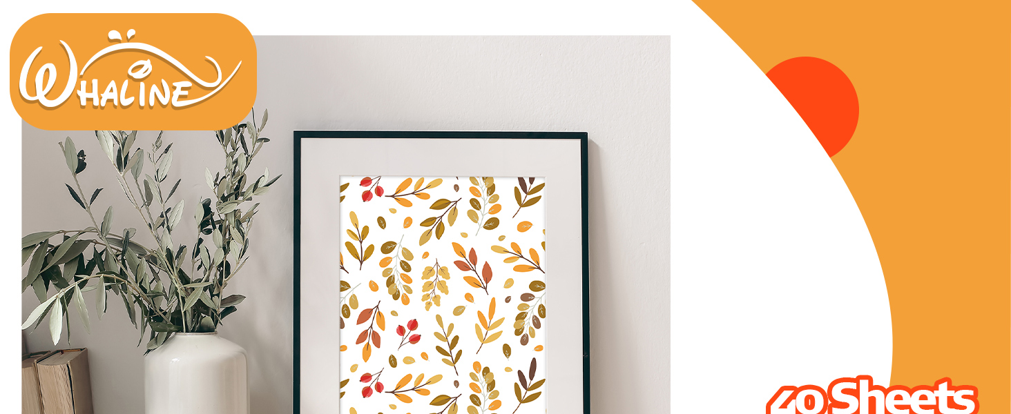 Whaline 40 Sheets Fall Pattern Paper Autumn Leaves