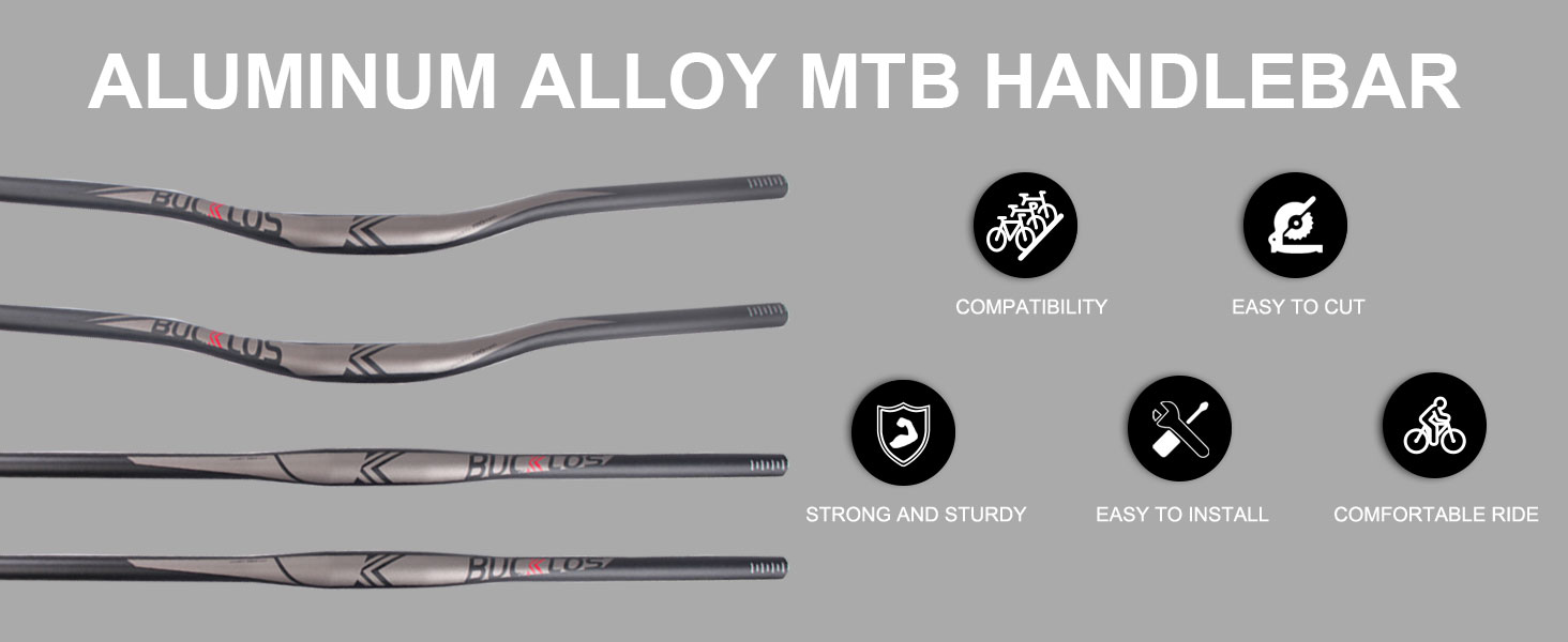 BUCKLOS 25.4/31.8mm Mountain Bike Handlebars Flat/Riser Bar