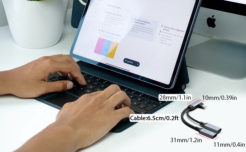 Dual Lightning Headphones Jack and Charger Adapter