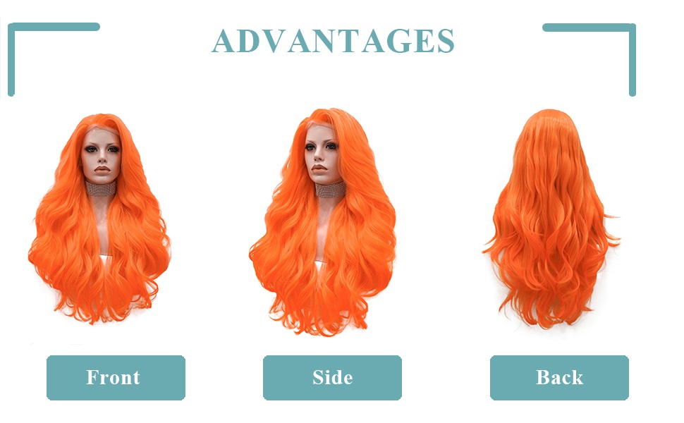 IMSTYLE Orange Lace Front Wigs Natural Wave Synthetic Wig