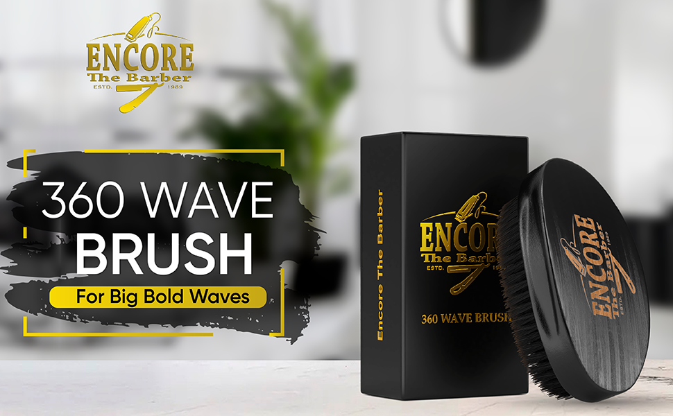Encore The Barber 360 Wave Brush wave brush wavy hair men's hair styling brush hair medium bristles